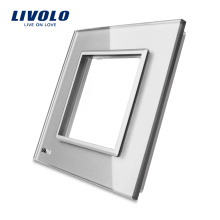 Livolo venta caliente gris cristal templado 80mm * 80mm solo panel de vidrio para pared Touch Switch tamaños estándar VL-C7-SR-15